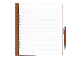 Illustration of Isolated Notepad with White Paper and Brown Pen