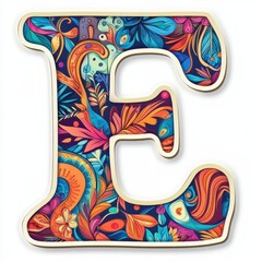 Sticker of the Letter 'E' on white background