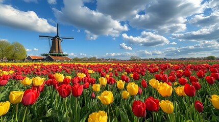 Generic Field Tulips Perspective Dutch Photorealistic