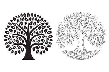 Elegant Black and White Tree of Life Design