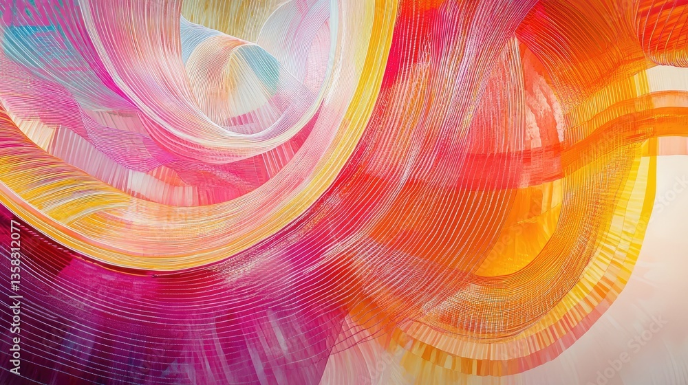 Aufkleber abstract colorful swirls of pink, orange and yellow creating dynamic flowing patterns in modern art 