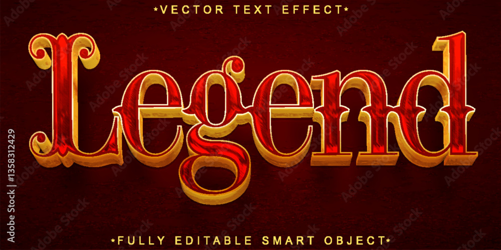 Poster brown legend vector fully editable smart object text effect