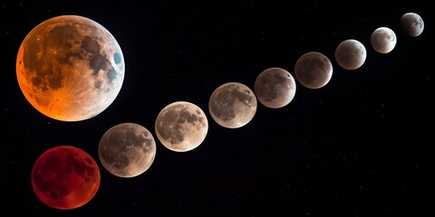 Mesmerizing Blood Moon Eclipse: Celestial Crimson Glow in Night Sky
