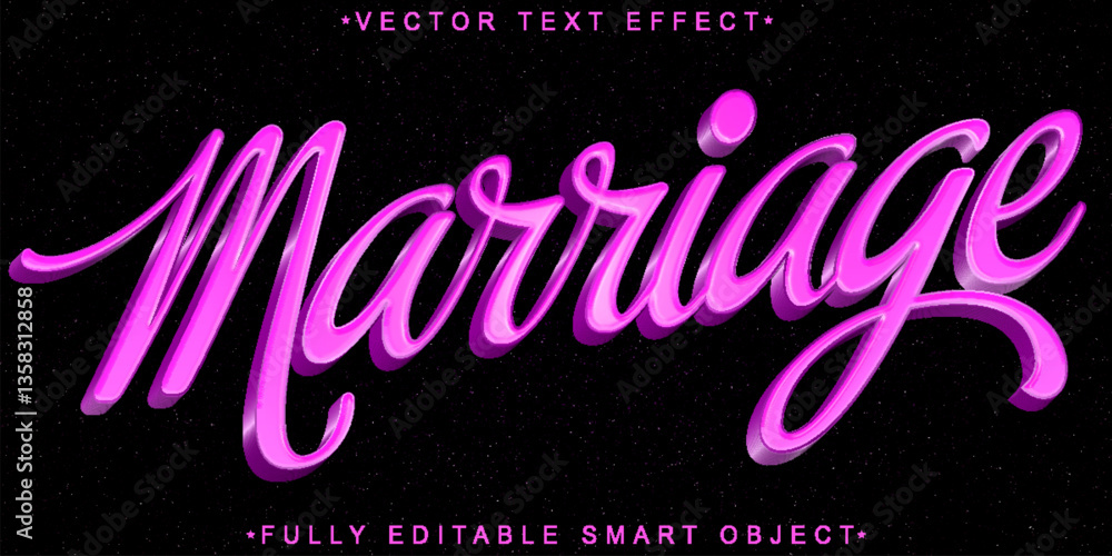 Poster pink marriage vector fully editable smart object text effect