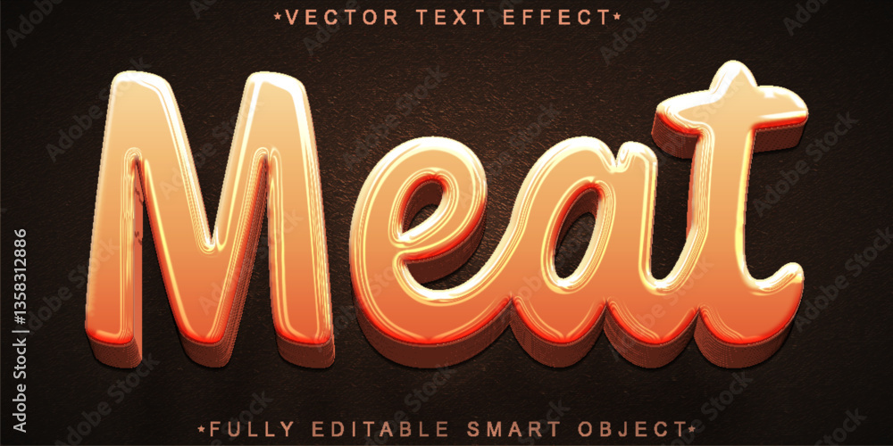 Poster cartoon meat vector fully editable smart object text effect