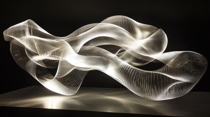 Ethereal Light Sculpture Emphasizing Fluid Form and Dynamic Movement in Contemporary Art Display
