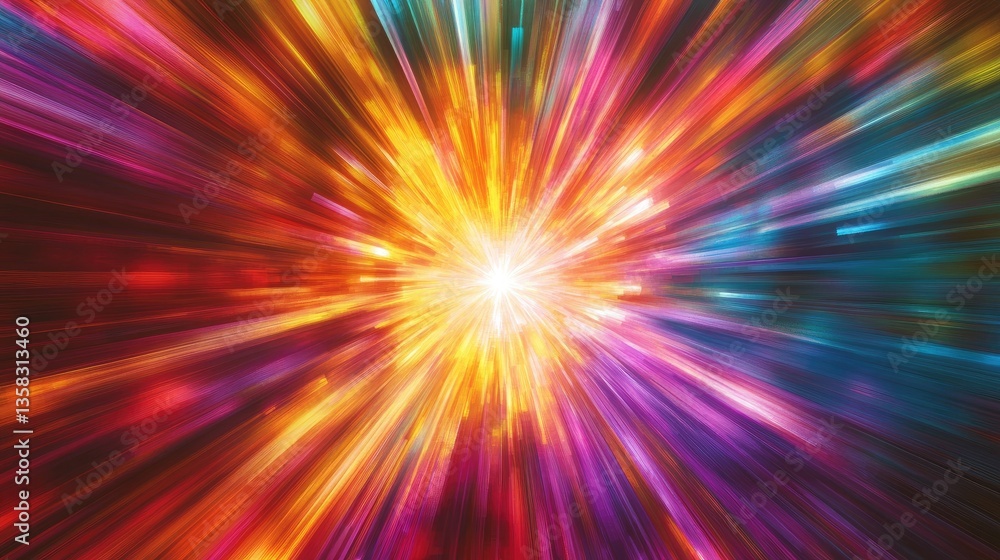 Poster colorful explosion of light rays creating a stunning abstract background for art and design projects