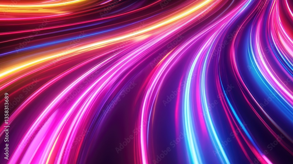 Poster colorful light trails on dark background creating vibrant abstract patterns and designs for modern v