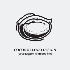 coconut illustration for logo company black and white vector image