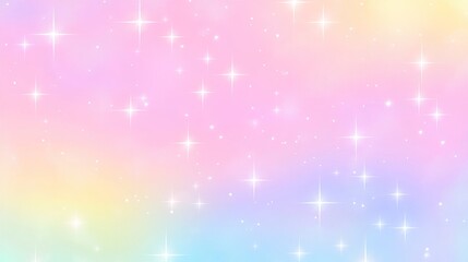 Pastel Rainbow Gradient Background with Sparkling Stars