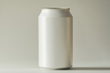 Sleek white aluminum can isolated on a minimalist background, for drinks