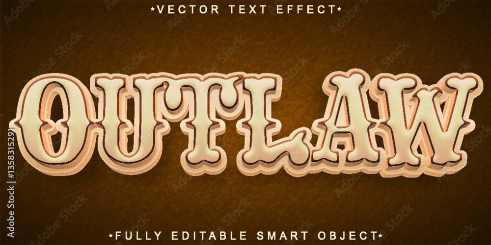 Poster outlaw vector fully editable smart object text effect