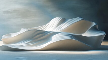Abstract White Sand Dune Landscape with Light and Shadow