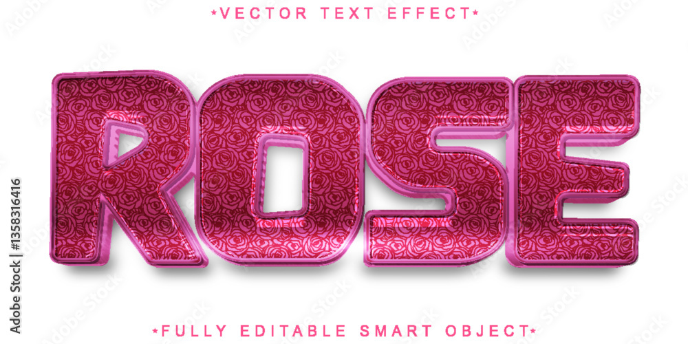 Poster pink elegant shiny rose vector fully editable smart object text effect