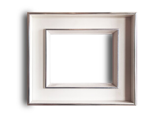 Elegant Double White Picture Frame with Silver Sheen, Horizontal Orientation