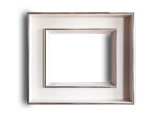 Elegant Double White Picture Frame with Silver Sheen, Horizontal Orientation