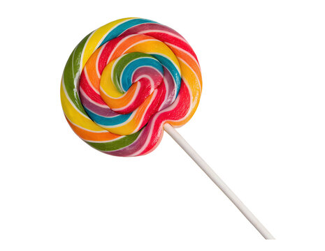 Colorful swirl lollipop PNG cutout with transparent white background for design projects