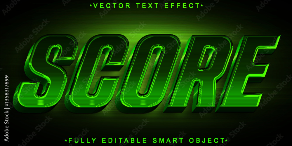 Poster green score vector fully editable smart object text effect
