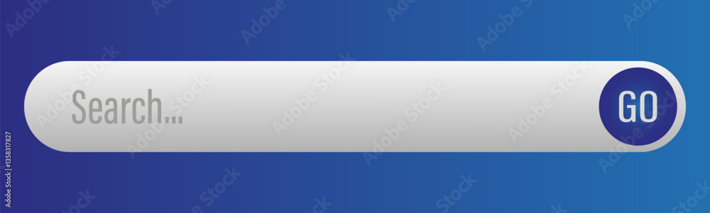 Aufkleber search bar ui. gradient blue background. magnifying glass icon. text input field.