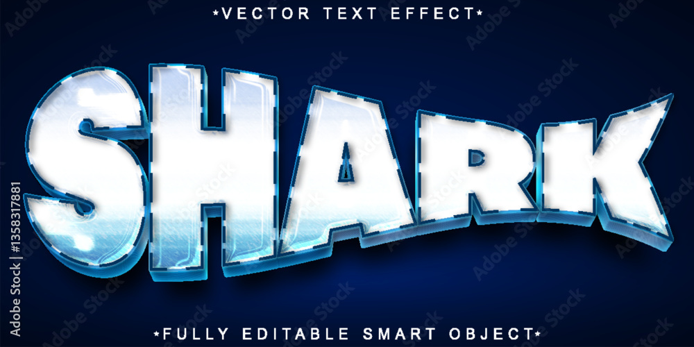 Poster shark blood shark vector fully editable smart object text effect