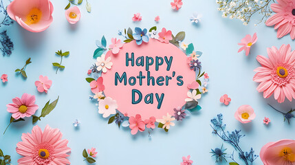 Fototapeta premium Mother's Day, gift，present， mom ，card, design, love, illustration, decoration, beauty, flowers, pattern, greeting, hearttulips, fresh flowers, blessings,