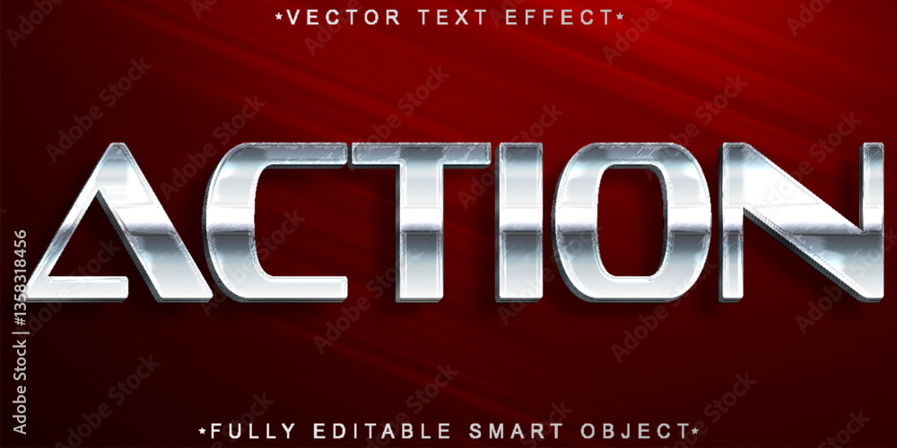 Poster red action vector fully editable smart object text effect