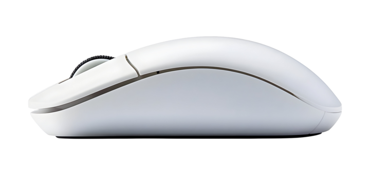 Isolated Transparent Background White Wireless Computer Mouse Device