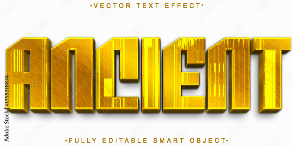Poster golden ancient vector fully editable smart object text effect