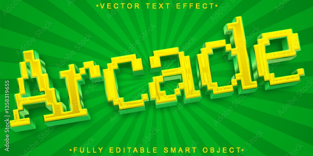 Poster pixel arcade vector fully editable smart object text effect