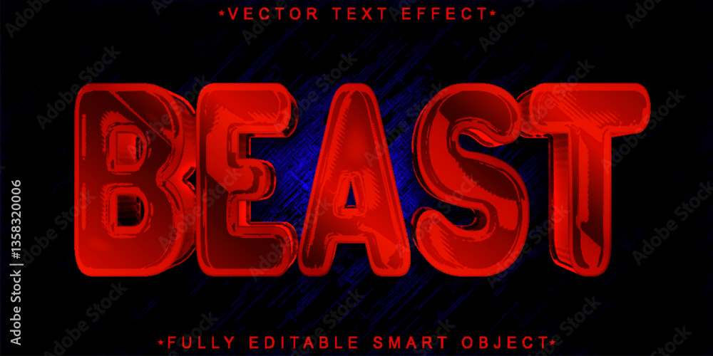 Poster horror beast vector fully editable smart object text effect