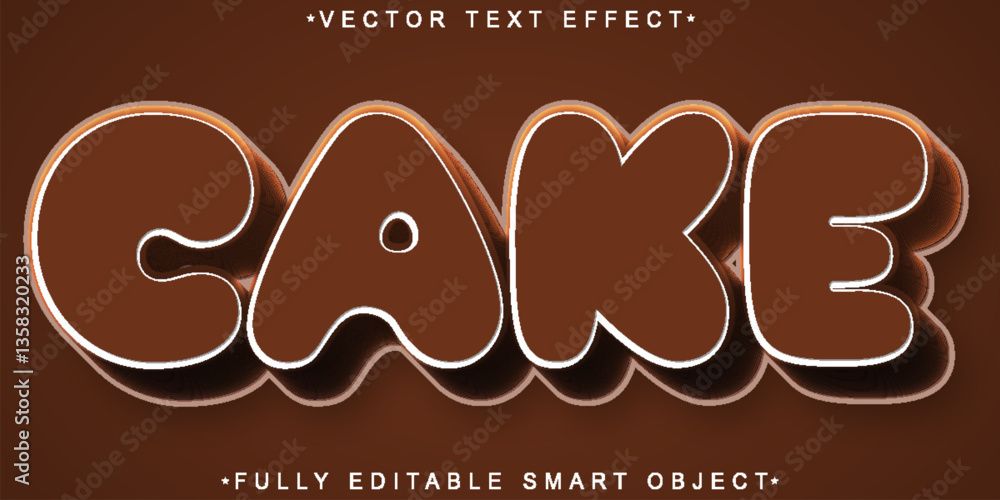 Aufkleber brown cake dessert vector fully editable smart object text effect