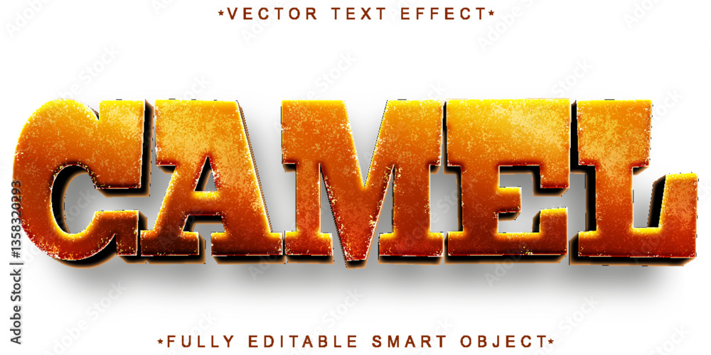 Poster desert camel vector fully editable smart object text effect