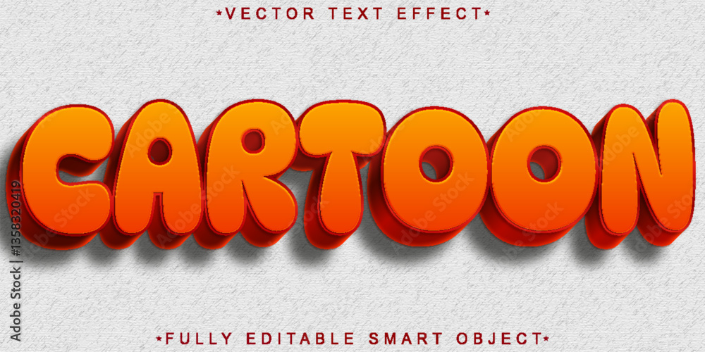 Poster orange cartoon vector fully editable smart object text effect
