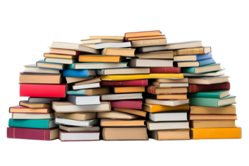 Isolated Pile of Books Collection Stacked for Reading Education