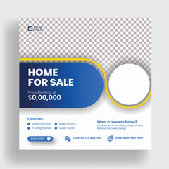 editable social media post, banner, ad template for Real estate house sale property business,  modern Real Estate social media square flyer or poster design