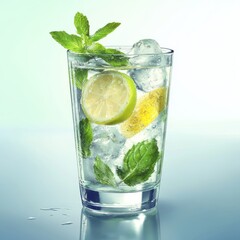 Fototapeta premium Generic Glass Iced Scene Mint Condensation Photorealistic