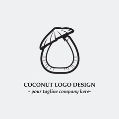 coconut illustration for logo company black and white vector image