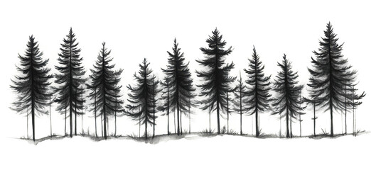 PNG Pine tree forest drawing sketch plant.
