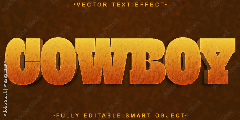 Aufkleber worn western cowboy vector fully editable smart object text effect