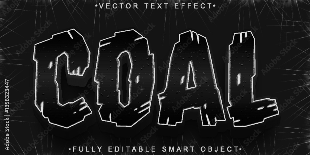 Poster coal vector fully editable smart object text effect