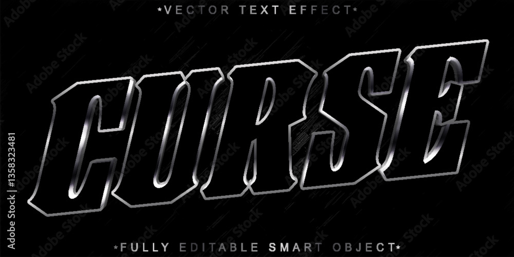 Poster horror evil curse vector fully editable smart object text effect