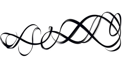 Isolated Background Black Abstract Curve Lines and Wavy Shape Design