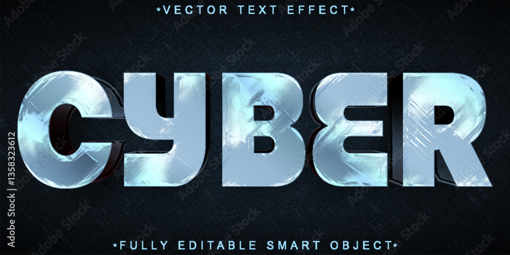 Poster blue tech cyber vector fully editable smart object text effect