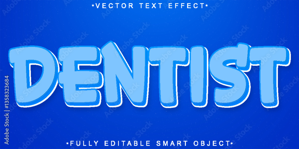 Aufkleber blue dentist vector fully editable smart object text effect