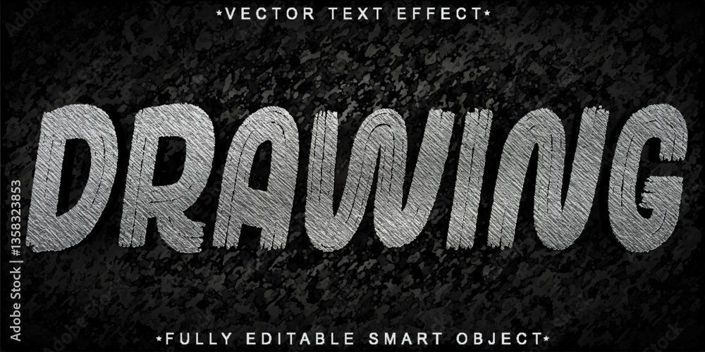 Poster drawing vector fully editable smart object text effect