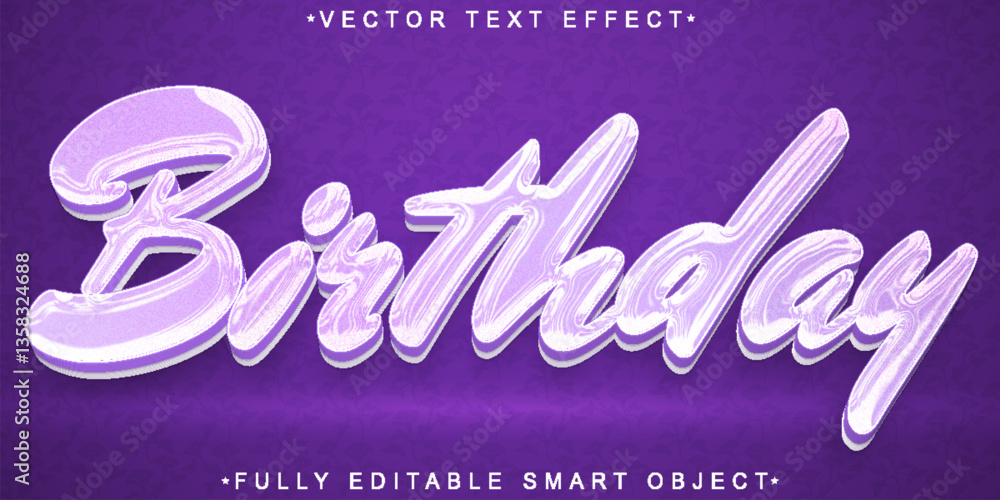 Poster purple birthday vector fully editable smart object text effect