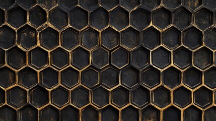 Black and Gold Honeycomb Geometric Texture