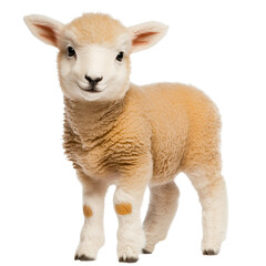 Fototapeta premium Cut Out of Young Sheep Isolated on Transparent Background 