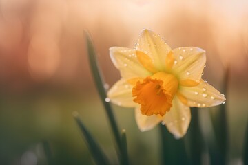Fototapeta premium daffodil with dew