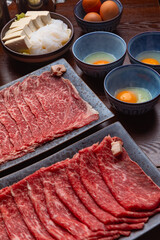 table setting at a japanese hotpot restaurant 